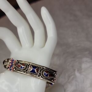 Coral And Lapis Lazuli Tibetan Silver Bracelet